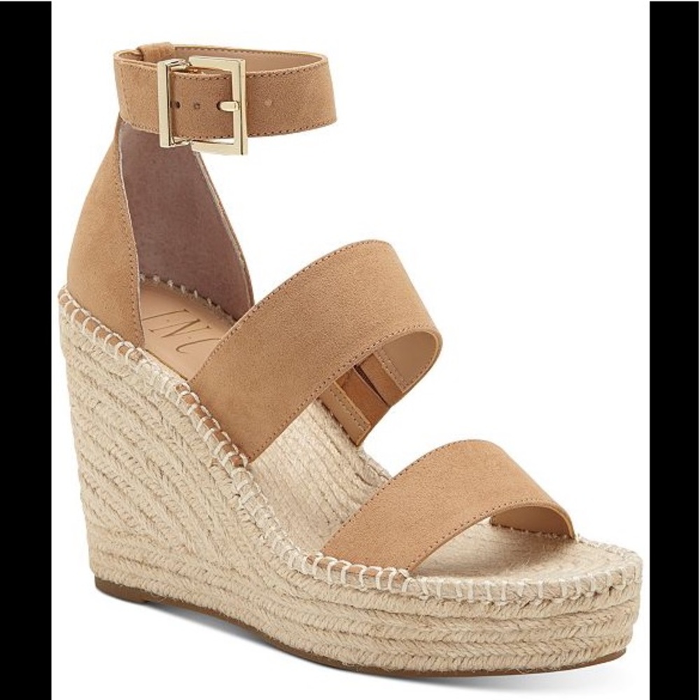 INC Wedge Sandals Tan Size 10